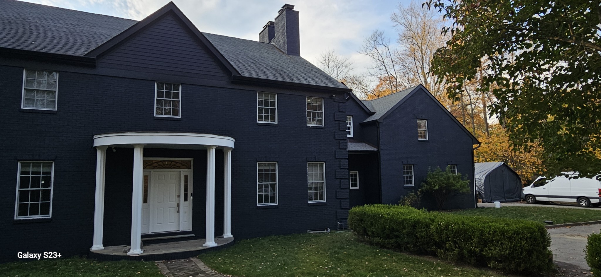 Side-by-side transformation of a stained brick surface