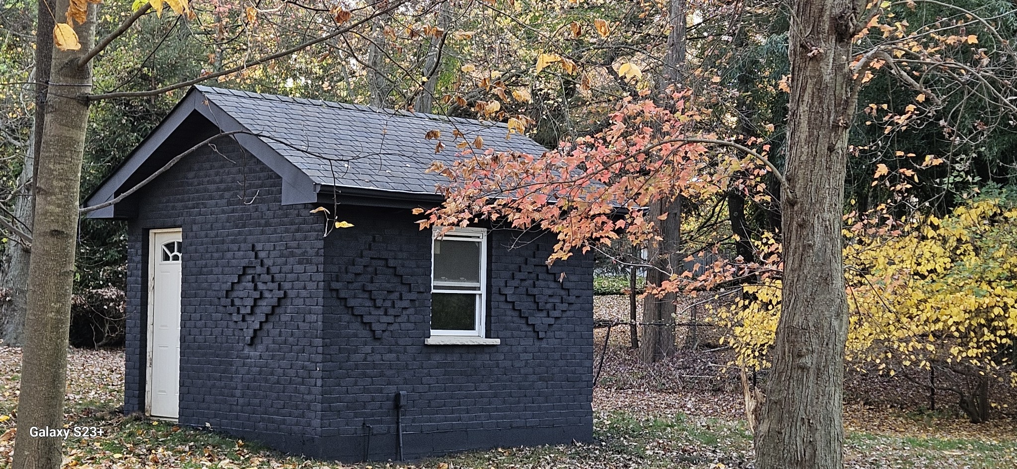 Side-by-side view of masonry staining before and after